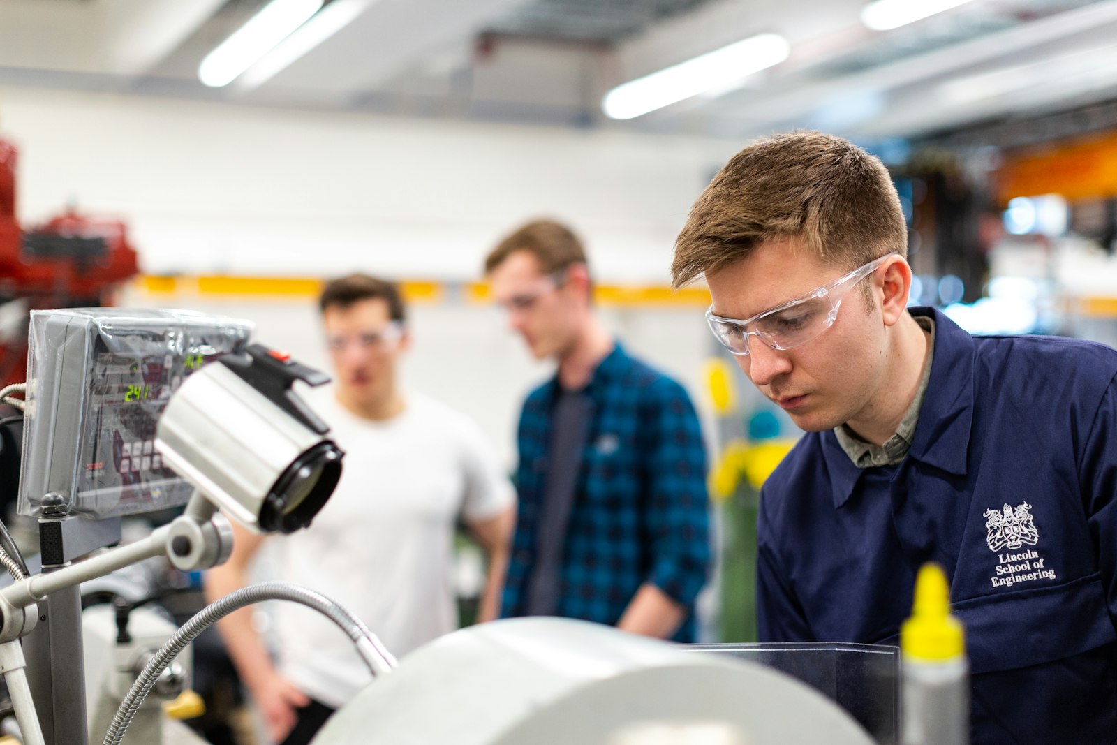 Vocational training students in a workshop classroom