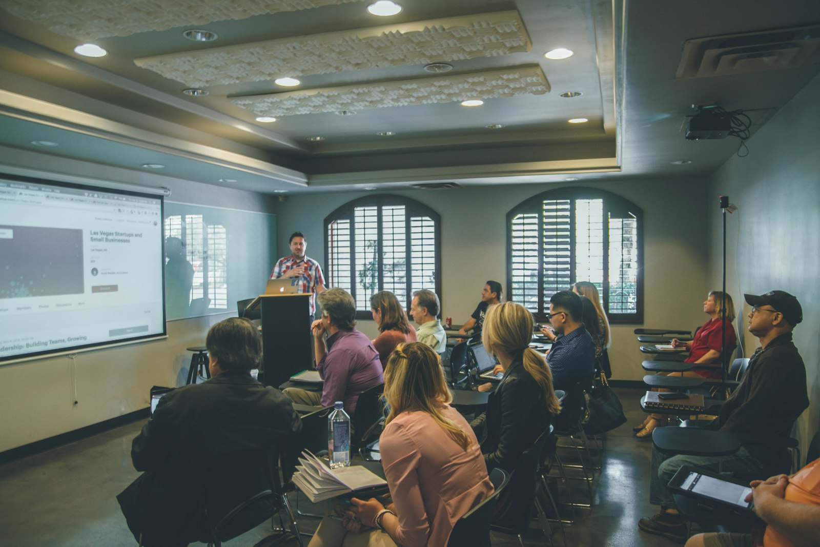 Training classroom with instructor and adult learners
