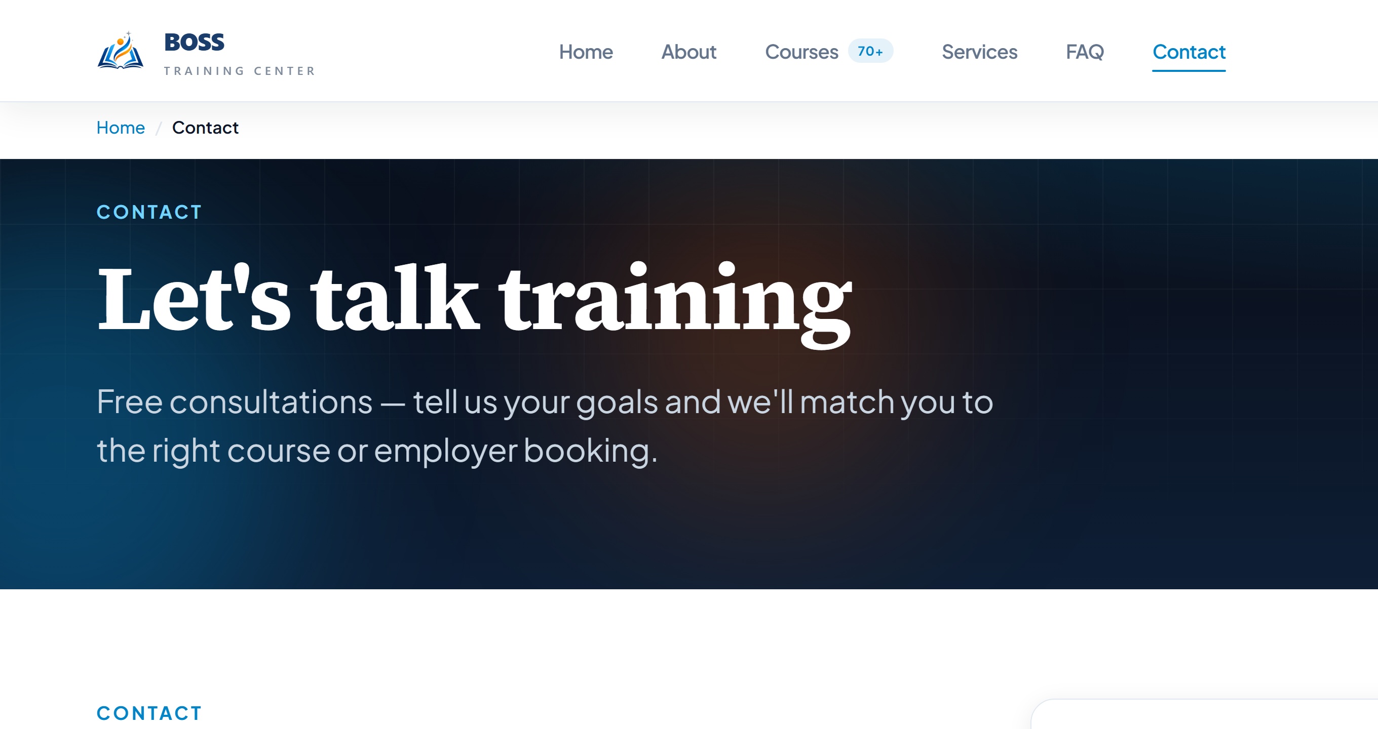 Boss Training Center — Contact